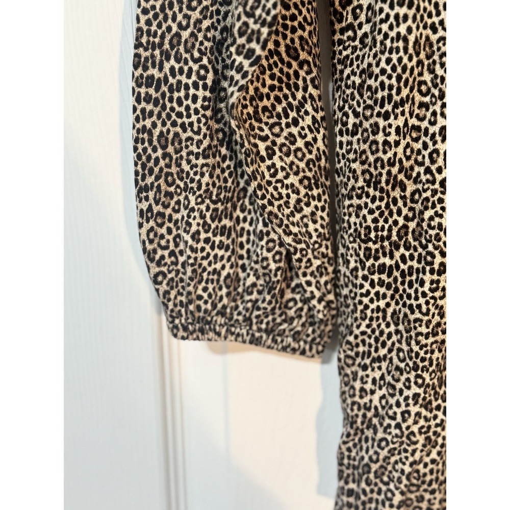 MICHAEL KORS Leopard Print 3/4 Sleeve Boat Neck Top Size M - Picture 4 of 5